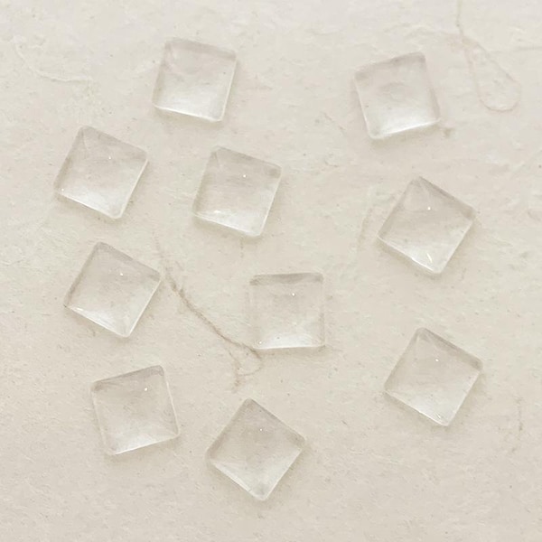 25 pcs • Square Jeweler's Glass • 12mm Clear Cabochons