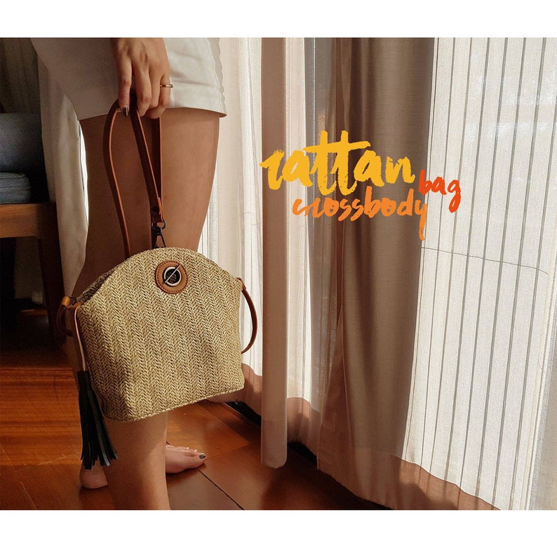 Rattan Crossbody Bag Custom Embroidered Summer Handbag With Etsy