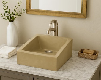 Small Concrete Ramp Sink – Modern Powder Room Vessel Basin