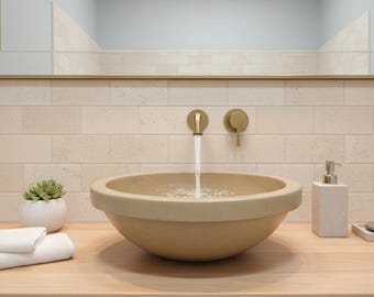 Round Sink – Vessel or Drop-In Bathroom Basin – Modern Vanity Bowl – Ready to Ship