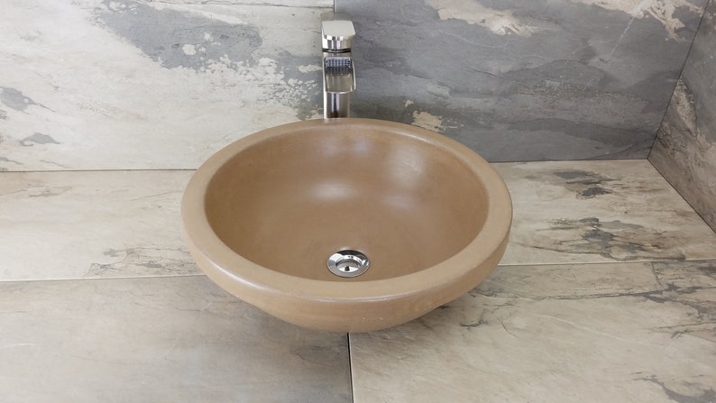 Drop In Concrete Sink Round Bowl Bathroom Vessel