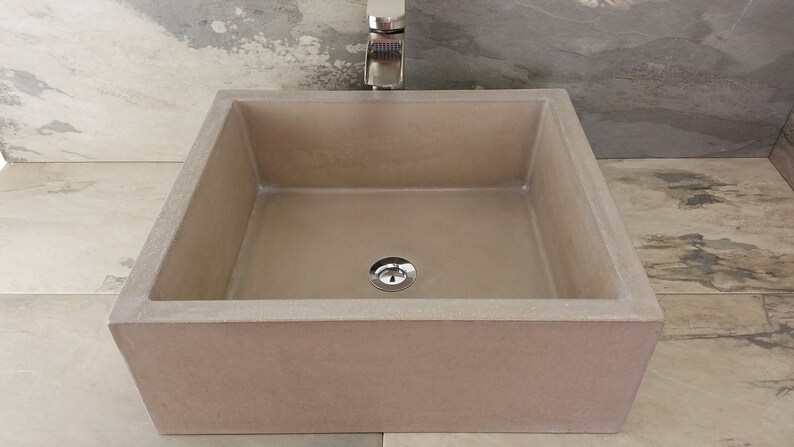 Rectangle Concrete Vessel Sink Concrete Sink Vessel Sink Large Rectangle Concrete Vessel Sink Hand Made Concrete Sink