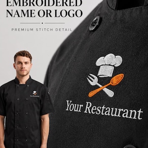 Custom Embroidered Chef Jacket, Short Sleeve Work Uniform