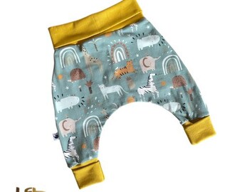 Safari animal print , Grow with me Pants , Gender Neutral Leggings  , baby harem pants , baby shower gift , Toddler pants , baby girl pants