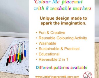 Reusable colouring in placemat with or without fabric markers
