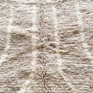 Pu&ograve; includere: Primo piano di un tappeto beige e soffice con una texture sottile. Il tappeto &egrave; morbido, soffice e realizzato con un materiale di alta qualit&agrave;.