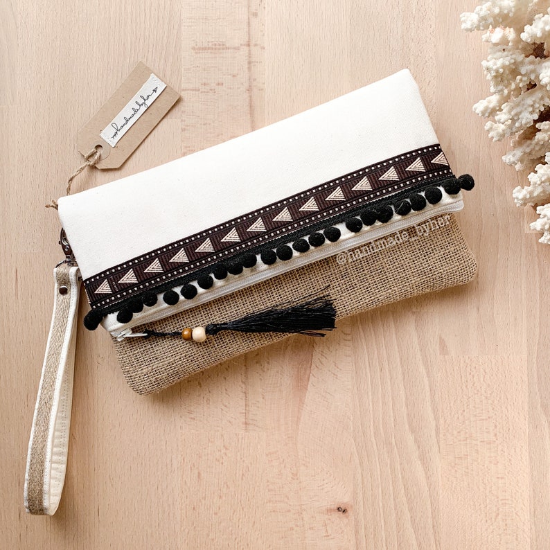 Wristlet Clutch Burlap Clutch Summer Clutch Bridesmaid Etsy