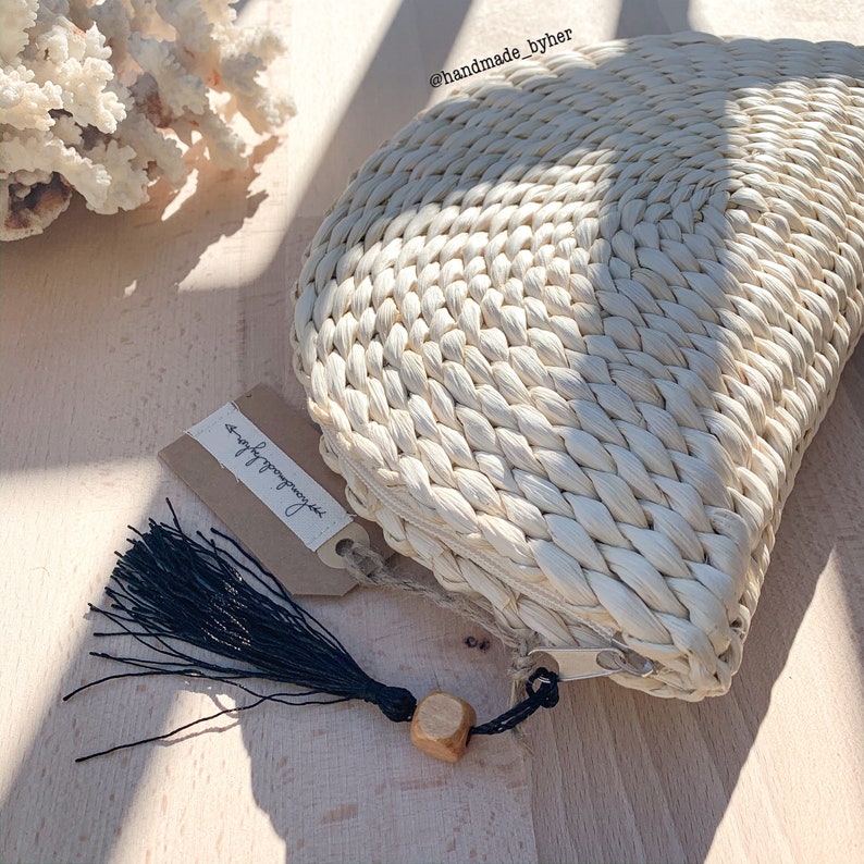 Straw Clutch Half Moon Ecofriendly Bag Summer Clutch Clutch Etsy