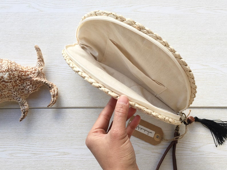 Straw Clutch Half Moon Ecofriendly Bag Summer Clutch Clutch Etsy