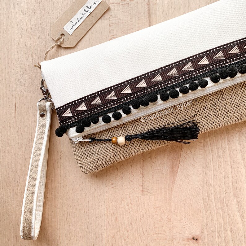 Wristlet Clutch Burlap Clutch Summer Clutch Bridesmaid Etsy