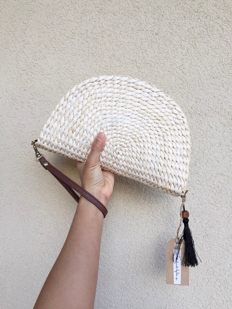 Straw Clutch Half Moon Ecofriendly Bag Summer Clutch Clutch Etsy