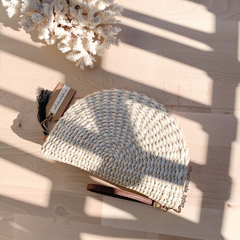 Straw Clutch Half Moon Ecofriendly Bag Summer Clutch Clutch Etsy