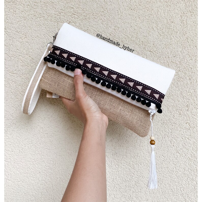 Wristlet Clutch Burlap Clutch Summer Clutch Bridesmaid Etsy