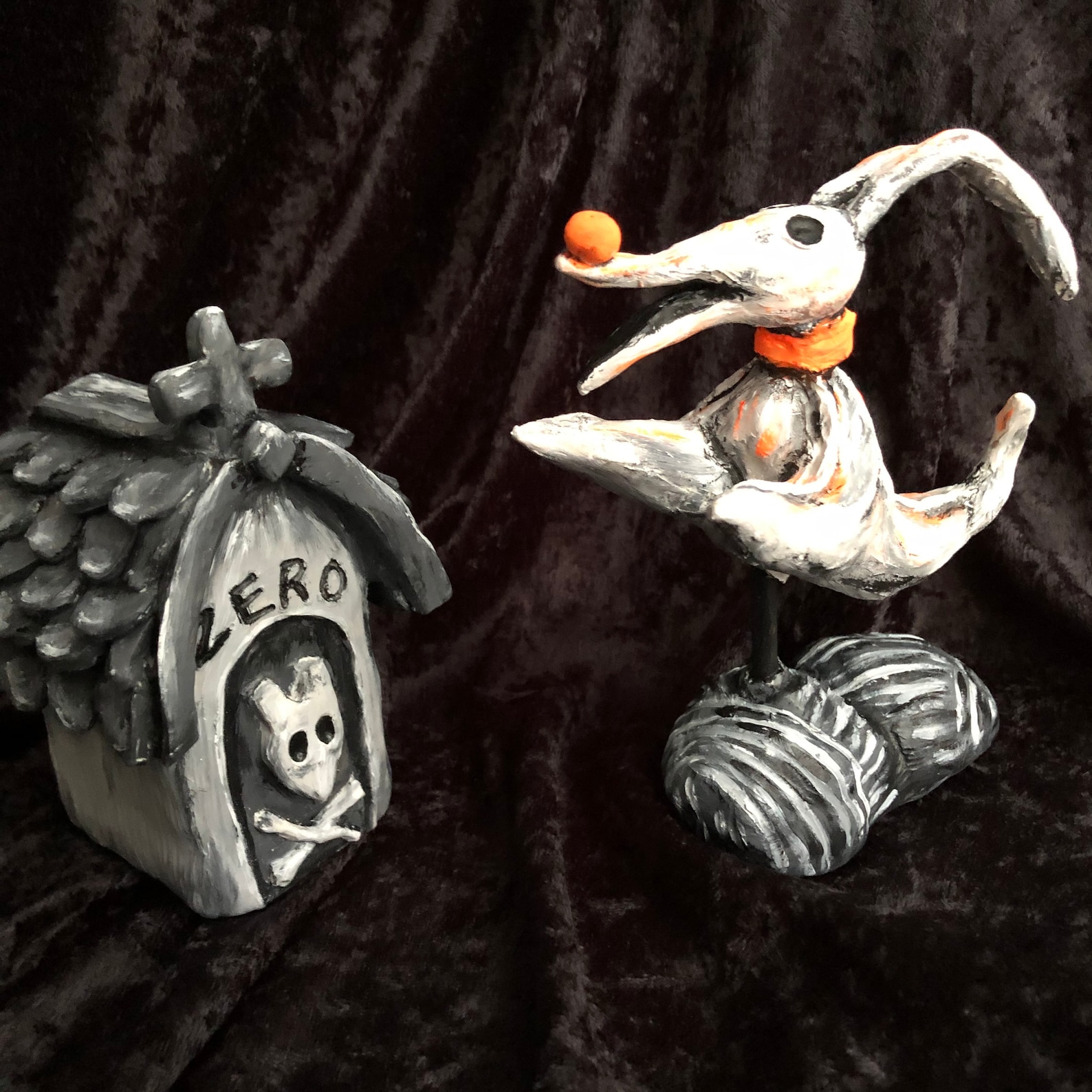 Nightmare before Christmas Zero and Dog house sculptures Etsy