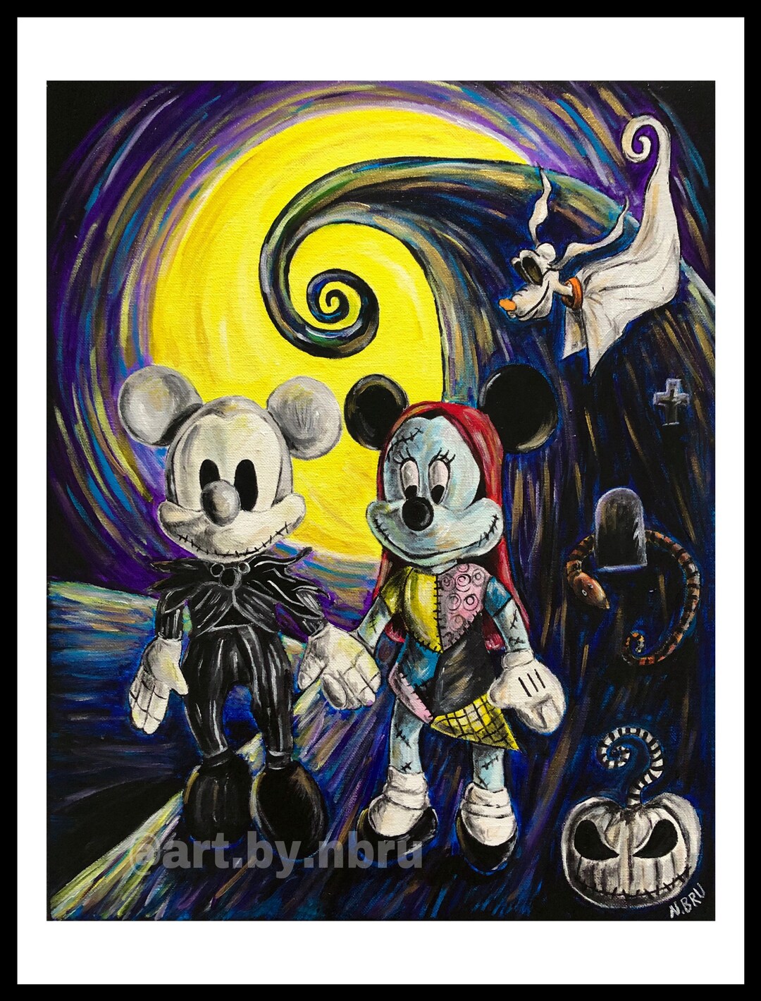 Mickey and Minnie Jack Skellington Sally Print - Etsy