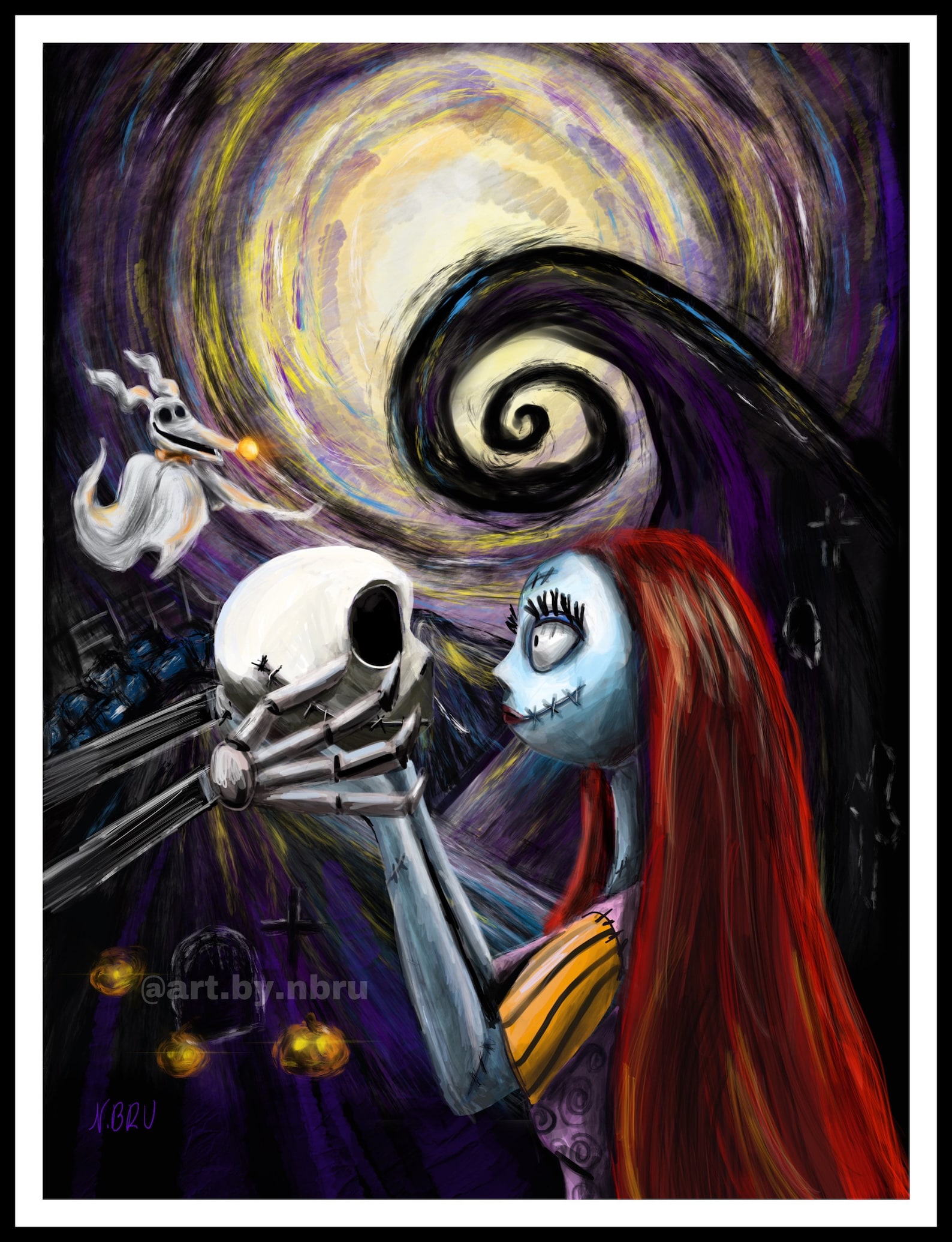 Nightmare Before Christmas Art Print Jack Skellington Sally Etsy