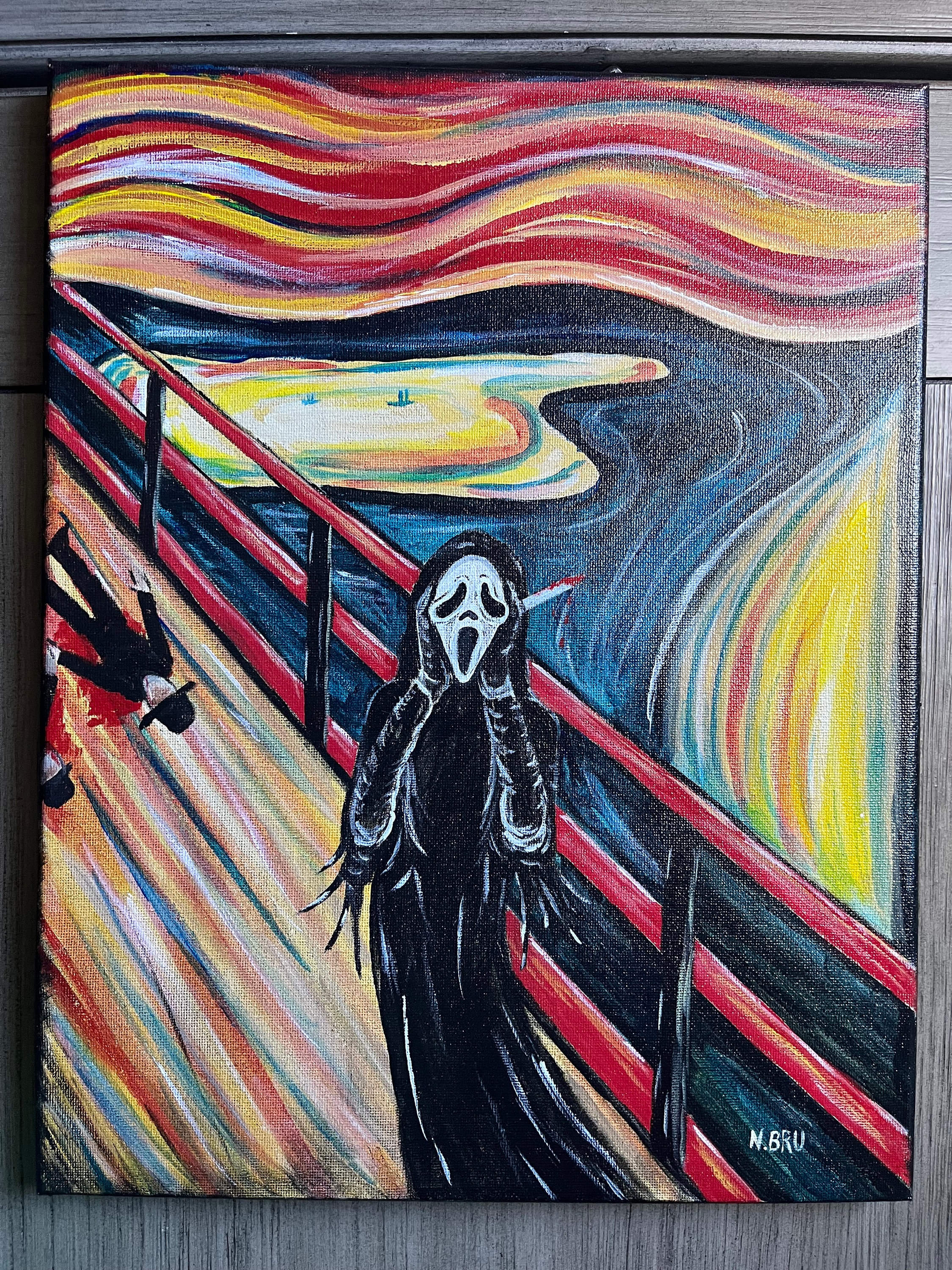 油絵　Partita No.2 雫　アート　加藤英人　SM Ghostface as Edvard Munch the Scream Original Acrylic Painting