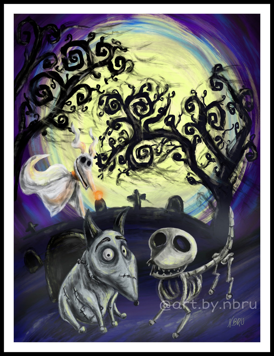 Frankenweenie Nightmare Before Christmas Corpse Bride Connection Nightmare Before Christmas, Corpse Bride, Frankenweenie Dogs Print - Etsy