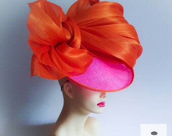 pink and orange wedding hats