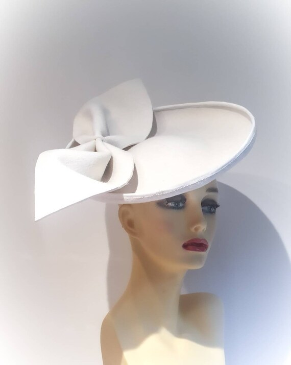 Ivory Wool Felt Fascinator / Hatinator 