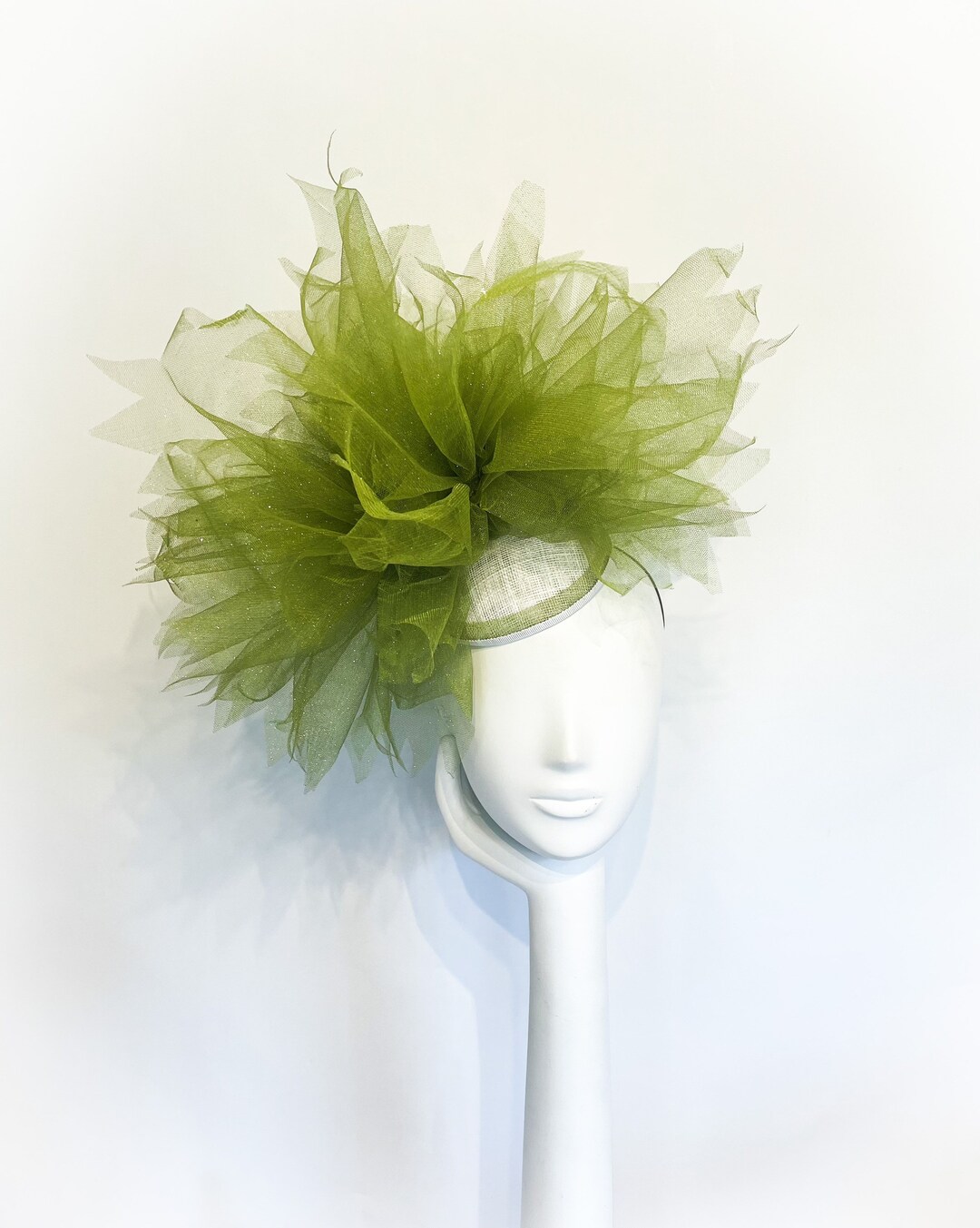 Spring Green and White Tulle Fascinator - Etsy