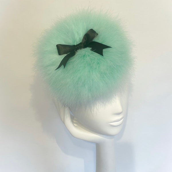 Mint Powder puff feather fascinator