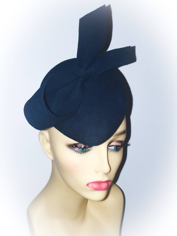 Navy Blue / Dark Blue Felt Fascinator 
