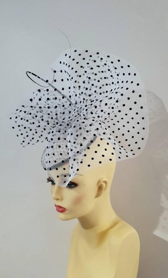 Black and White Fascinator Spot / Polka 