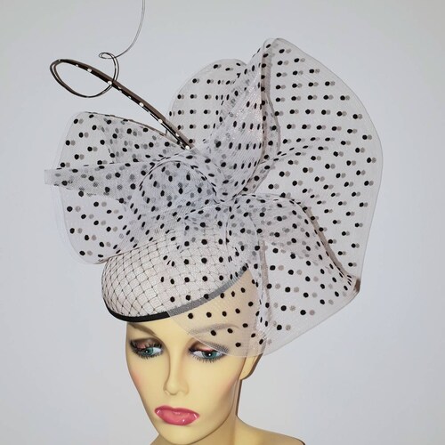 Black and White Fascinator Spot / Polka 