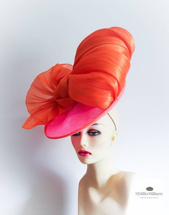 A Bright Pink and Orange Fascinator 