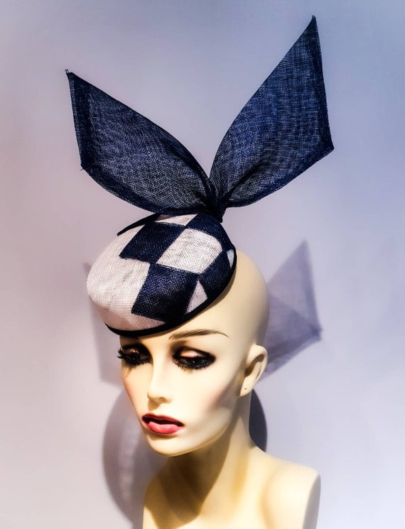 Blue Pill Box Hat / Fascinator - Etsy 