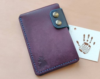 Leather Card Holder, Vegetable Tanned Pocket Mini Wallet, Minimalist Card Holder Case