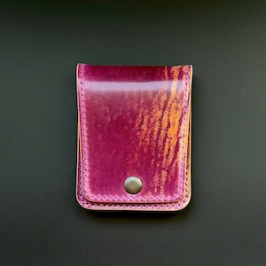 Cartera EDC plegable minimalista vertical de cuero Cordovan Rocado Shell
