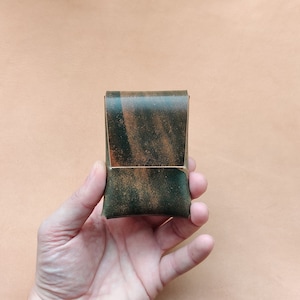 Rocado shell cordovan steekloze leren portemonnee voor minikaarten, origami minimalistische portemonnee, EDC-kaarthouder