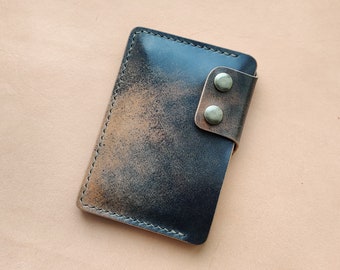 Rocado Shell Cordovan Leather Card Holder, Pocket Mini Wallet, Minimalist Card Holder Case