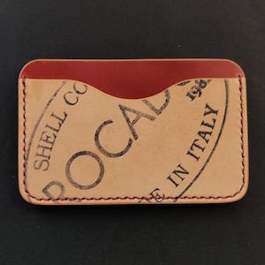 Cartera Cordovan Shell, Cartera de tarjeta de cuero horizontal, Cartera de lujo delgada minimalista