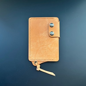 Leather Card Holder With A Ring For Chain Or Lanyard, Pocket Mini Wallet, Minimalist Card Holder Case