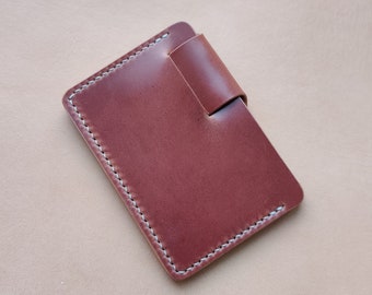 Rocado Shell Cordovan Leather Card Holder, Pocket Mini Wallet, Minimalist Card Holder Case