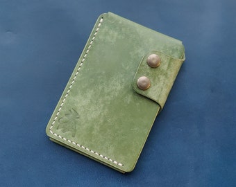 Leather Card Holder, Vegetable Tanned Pocket Mini Wallet, Minimalist Card Holder Case