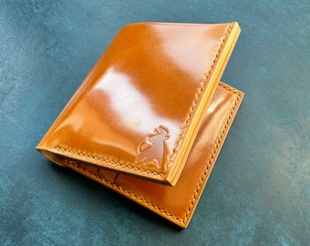 Rocado Shell Cordovan Wallet, Leather Bifold Wallet, Luxury Wallet