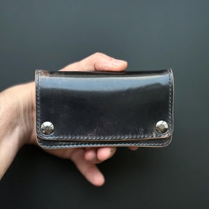 Portafoglio Rocado Shell Cordovan Mini Trucker, portafoglio compatto di lusso