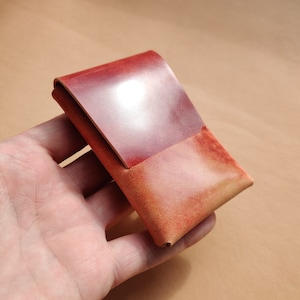Portefeuille pour mini-cartes en cuir cordovan Shell Rocado, portefeuille minimaliste en origami, étui porte-cartes EDC