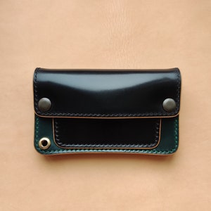 Cartera de camionero pequeña Rocado Shell Cordovan, billetera compacta de lujo