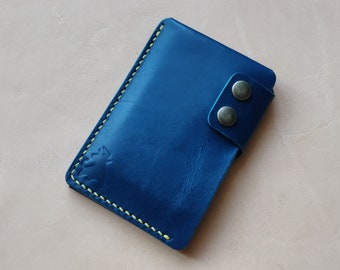 Leather Card Holder, Vegetable Tanned Pocket Mini Wallet, Minimalist Card Holder Case