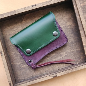 Cartera corta de camionero con anillo para cadena o cordón, cartera EDC para ciclista, motociclista o camionero