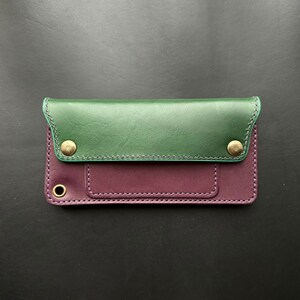 Cartera de camionero larga de cuero "Buttero" curtido vegetal, con un anillo para cadena o cordón, cartera hecha a mano para jinete, motociclista o camionero
