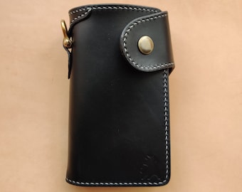 Biker Wallet With A Ring For Chain Or Lanyard, Veg Tanned Travel Western Wallet