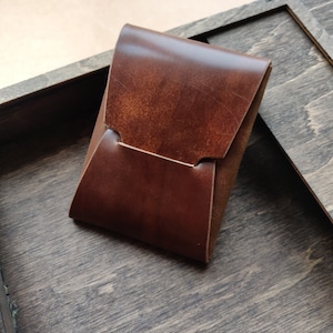 Leren portemonnee met leren kaarten van Rocado Shell cordovan, minimalistische origami-portemonnee, EDC-kaarthouder