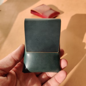 Monedero Rocado Shell Cordovan de cuero sin costuras, minitarjetero, cartera minimalista origami, tarjetero EDC