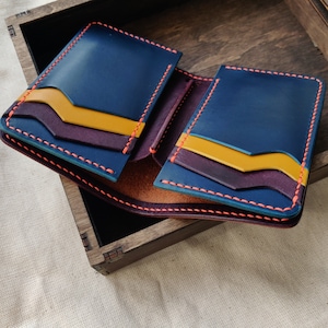 Portafoglio verticale in pelle, portafoglio in pelle porta contanti, portafoglio centrale bi-fold, portafoglio regalo da uomo, portafoglio regalo da donna